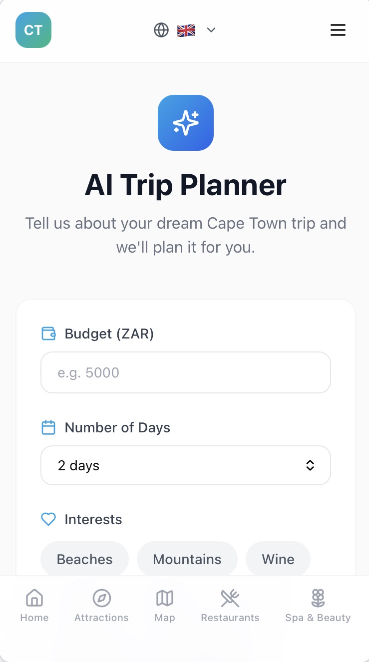 AI Trip Planner screen